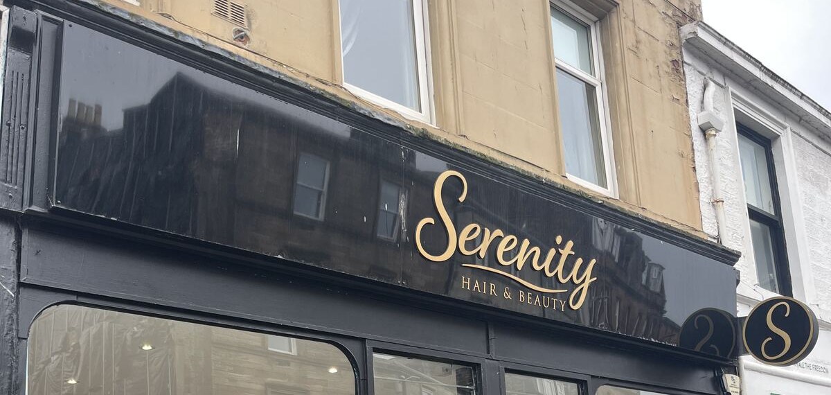 Serenity Hair and Beauty shopfront in Ayr