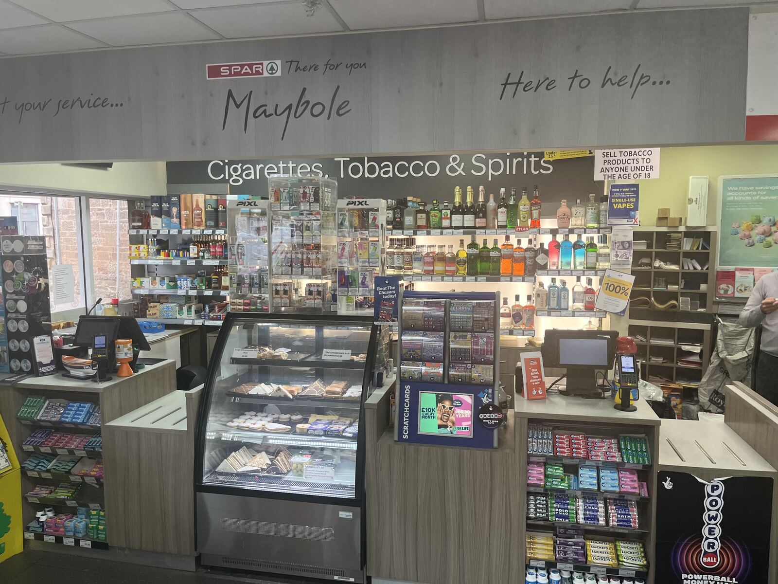 Inside SPAR Maybole, till area and shelves